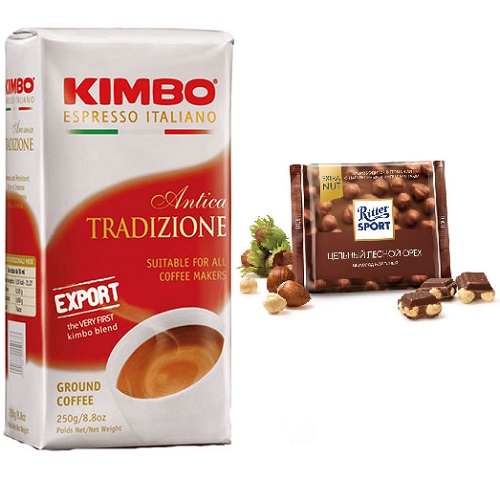 Кофе молотый Kimbo и шоколад